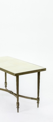 Maison Bagues superb gold bronze coffee table with parchment top