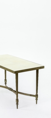 Maison Bagues superb gold bronze coffee table with parchment top