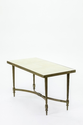 Maison Bagues superb gold bronze coffee table with parchment top