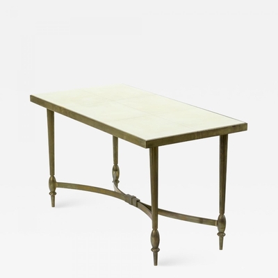 Maison Bagues superb gold bronze coffee table with parchment top