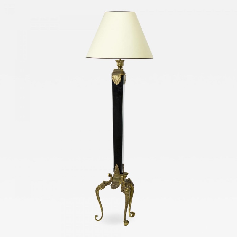 Maison Bagues superb mirrored and gold bronze adorn floor lamp