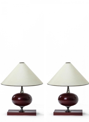 Maison Barbier 50s pair of lacquered metal lamp