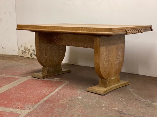 Maison Chaleyssin attributed superb 40s cerused oak dinning table
