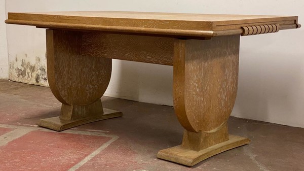 Maison Chaleyssin attributed superb 40s cerused oak dinning table