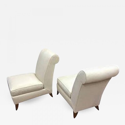 Maison Dominique Chic Pair of Slipper Chairs 