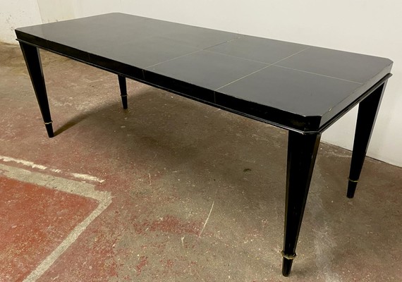 Maison Dominique long documented black lacquered coffee table