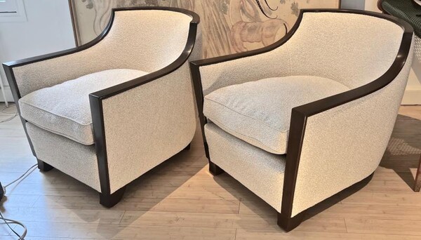 Maison Dominique pair of refined lounge chairs 