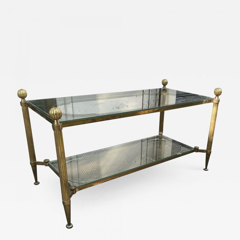 Maison Jansen 2 tier large coffee table with gold bronze