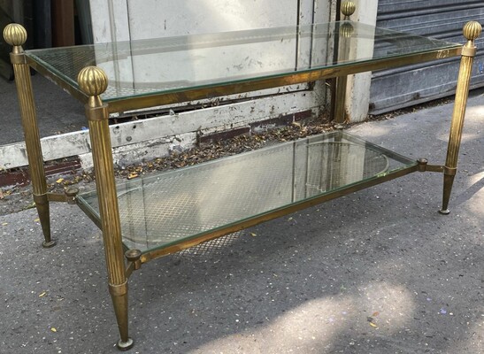 Maison Jansen 2 tier large coffee table with gold bronze