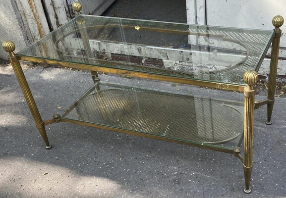 Maison Jansen 2 tier large coffee table with gold bronze