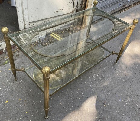Maison Jansen 2 tier large coffee table with gold bronze