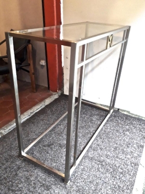 Maison Jansen 70s pair of sturdy chrome steel console