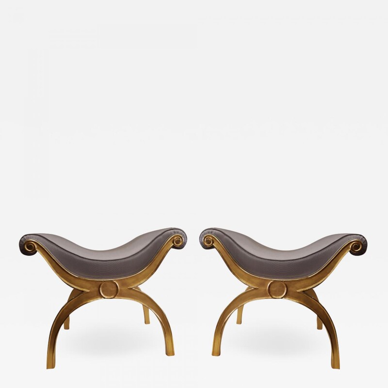 Maison Jansen chicest gold leaf x shaped stools