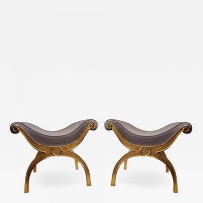 Maison Jansen chicest gold leaf x shaped stools