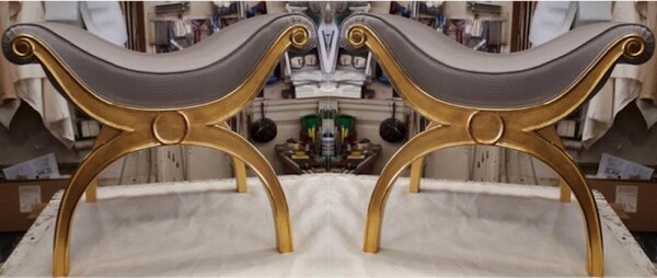 Maison Jansen chicest gold leaf x shaped stools