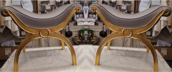 Maison Jansen chicest gold leaf x shaped stools