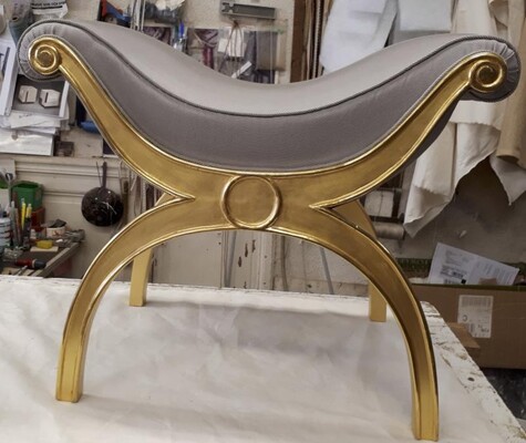 Maison Jansen chicest gold leaf x shaped stools