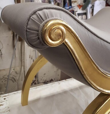 Maison Jansen chicest gold leaf x shaped stools