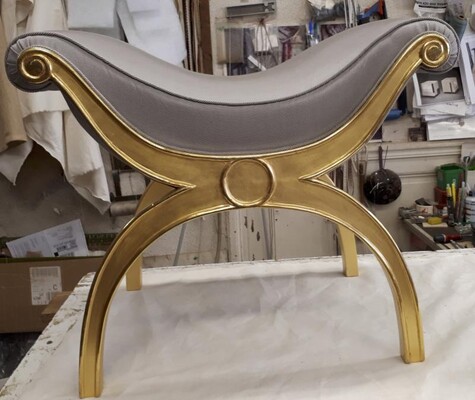 Maison Jansen chicest gold leaf x shaped stools