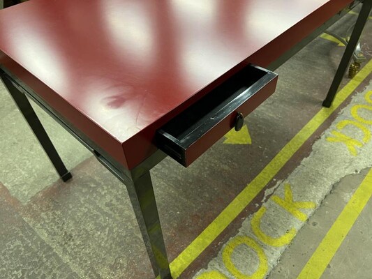 Maison Jansen desk with cannonball metal base and formica