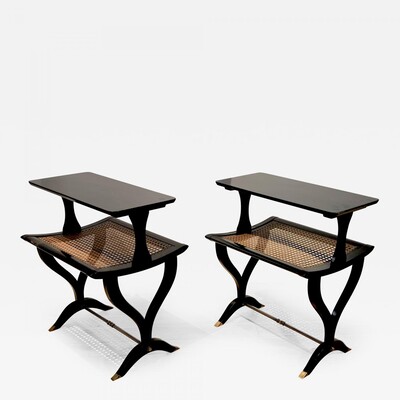 Maison Jansen extremely black lacquered pair of side table