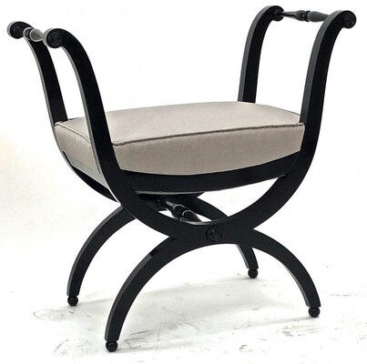 Maison Jansen harp shaped of black lacquered stool