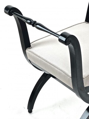 Maison Jansen harp shaped of black lacquered stool