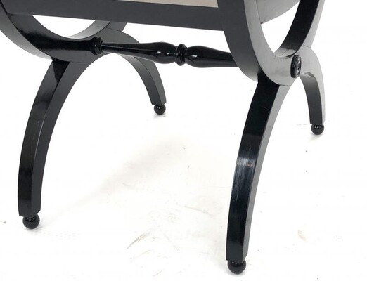 Maison Jansen harp shaped pair of black lacquered stools