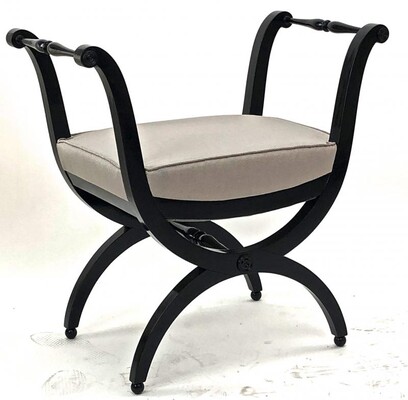 Maison Jansen harp shaped pair of black lacquered stools