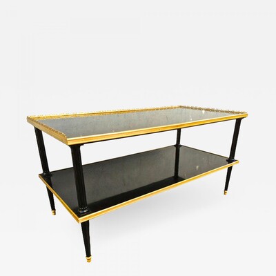 Maison Jansen Long 2 Tier Coffee Table in Black Lacquered
