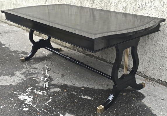 Maison Jansen long neoclassic coffee table bronze leg end