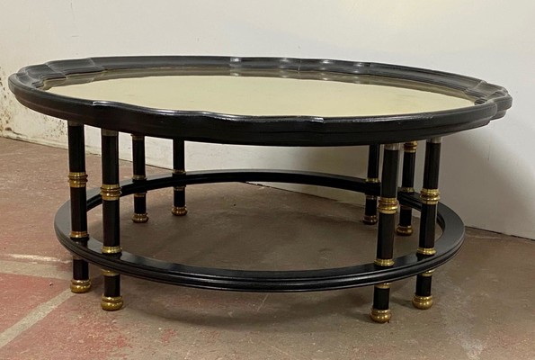 Maison Jansen multi-leg black lacquered coffee table.