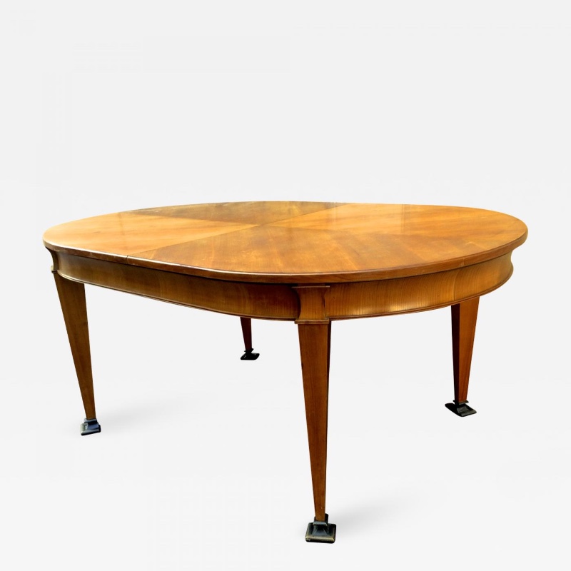 Maison Jansen Oval  Ash Tree  Dining Table with one leaf