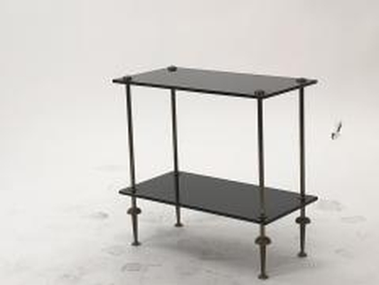 Maison Jansen pair of 2 tier side table black opaline & bronze