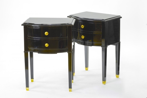 Maison Jansen pair of black lacquered coffee table or side table