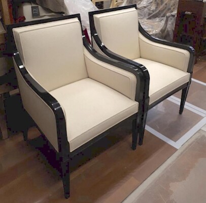 Maison Jansen Pair of Chicest Black Arm Chair 