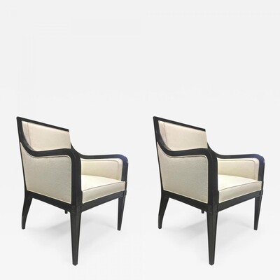 Maison Jansen Pair of Chicest Black Arm Chair 