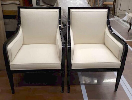 Maison Jansen Pair of Chicest Black Arm Chair 