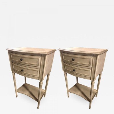 Maison Jansen pair of raw white patina refined side tables