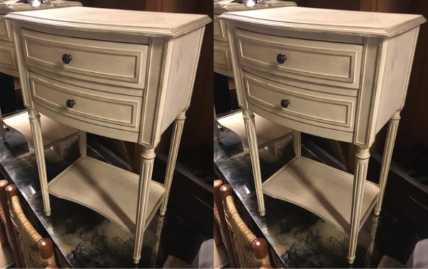Maison Jansen pair of raw white patina refined side tables