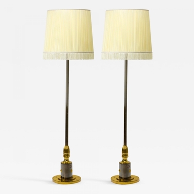 Maison Jansen pair of refined gold bronze and cannonball patina f