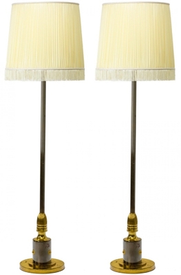 Maison Jansen pair of refined gold bronze and cannonball patina f