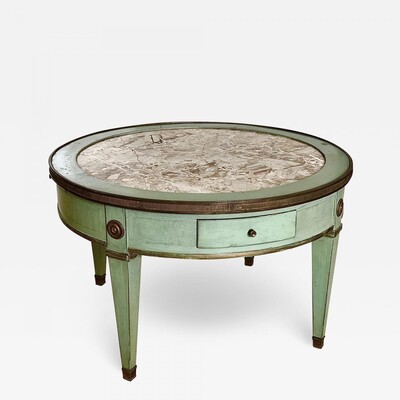 Maison Jansen rarest green patina coffee table with a marble