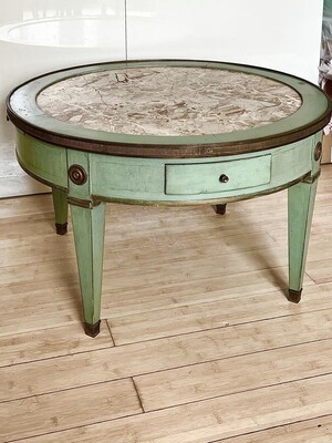 Maison Jansen rarest green patina coffee table with a marble