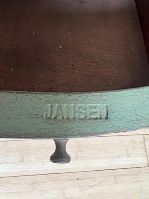 Maison Jansen rarest green patina coffee table with a marble