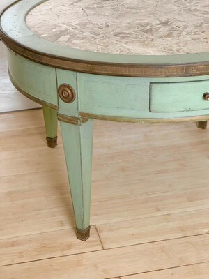 Maison Jansen rarest green patina coffee table with a marble