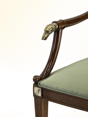 Maison Jansen refine set of 4 silver greyhound arm chairs