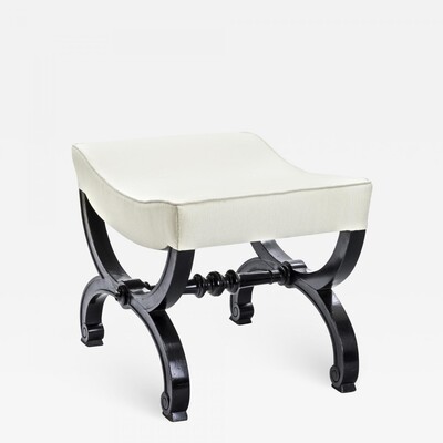 Maison Jansen refined black lacquered carved wood stool