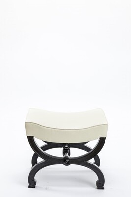 Maison Jansen refined black lacquered carved wood stool