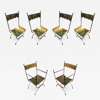 Maison Jansen set of 6 refined wrought iron french 40s chairs